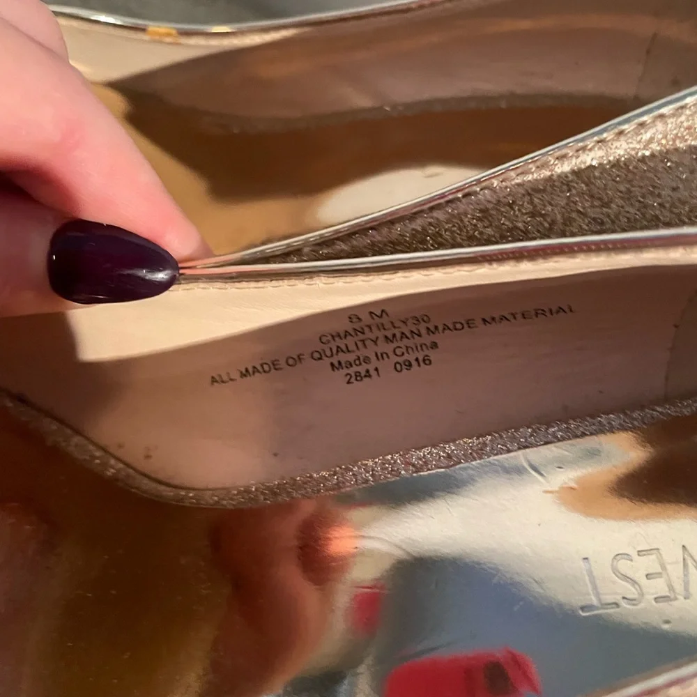 Nine West Glittering Gold Peep-Toe Heels